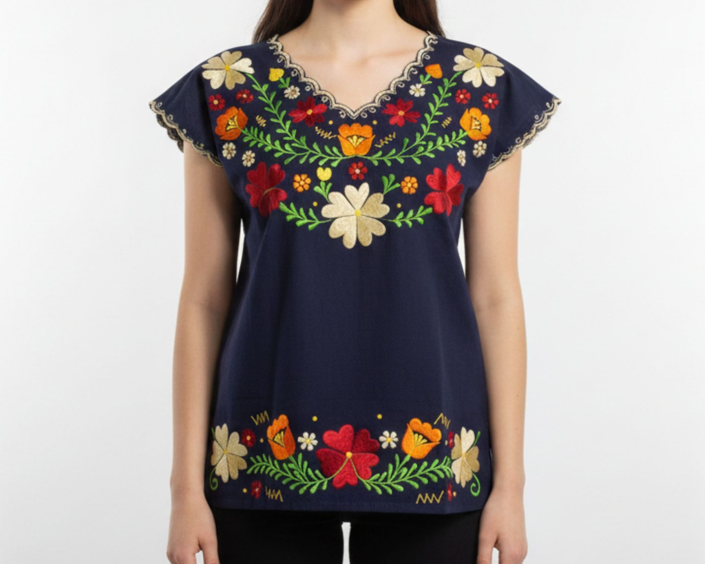 [BLS-OUTLET-M15-40] Blusa tipo hipil con boradados multicolor 