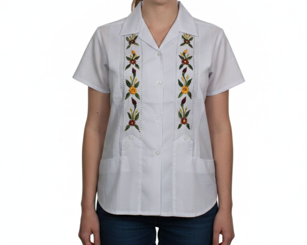 [BLS-LUA-M4-30] Blusa blanca bordado de flores - Modelo 4