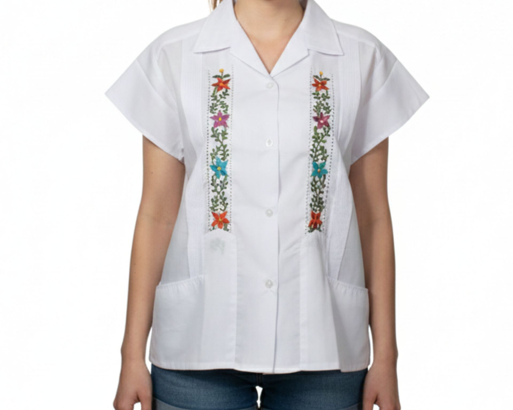 Blusa blanca bordado de flores - Modelo 7
