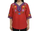 Blusa rojo con detalles bordados y calado