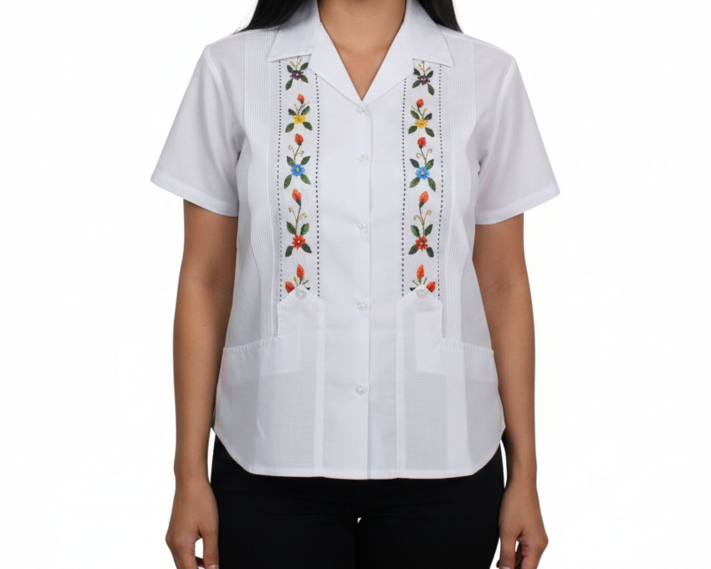 [BLS-LUA-M9-34] Blusa blanca bordado de flores - Modelo 9 