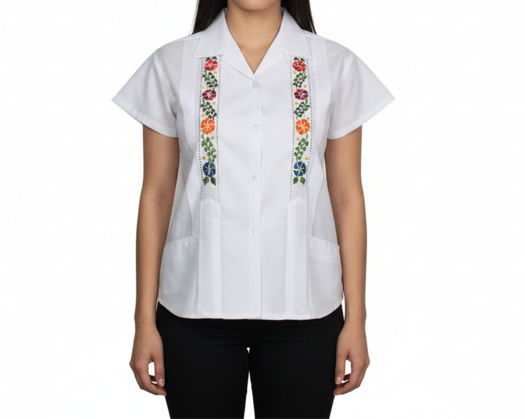 Blusa blanca bordado de flores - Modelo 13 