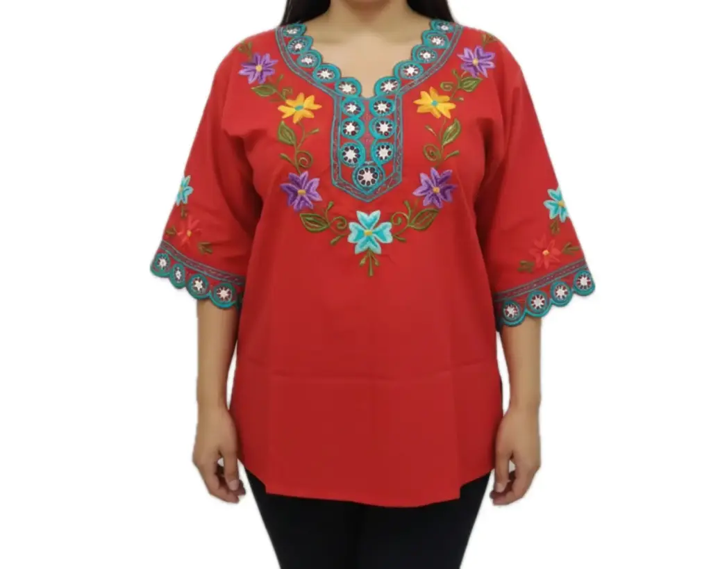 Blusa rojo con detalles bordados 