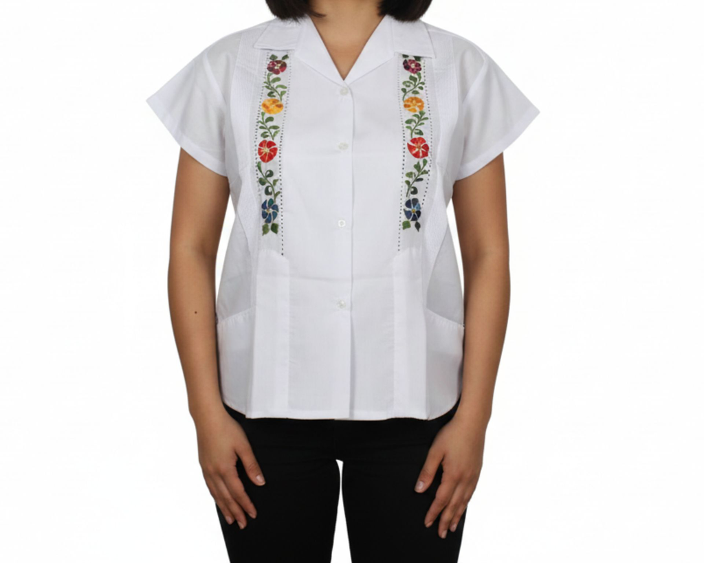 Blusa blanca bordado de flores - Modelo 15 