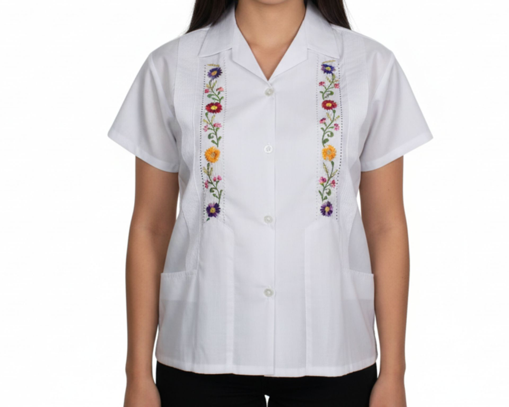 Blusa blanca bordado de flores - Modelo 16 
