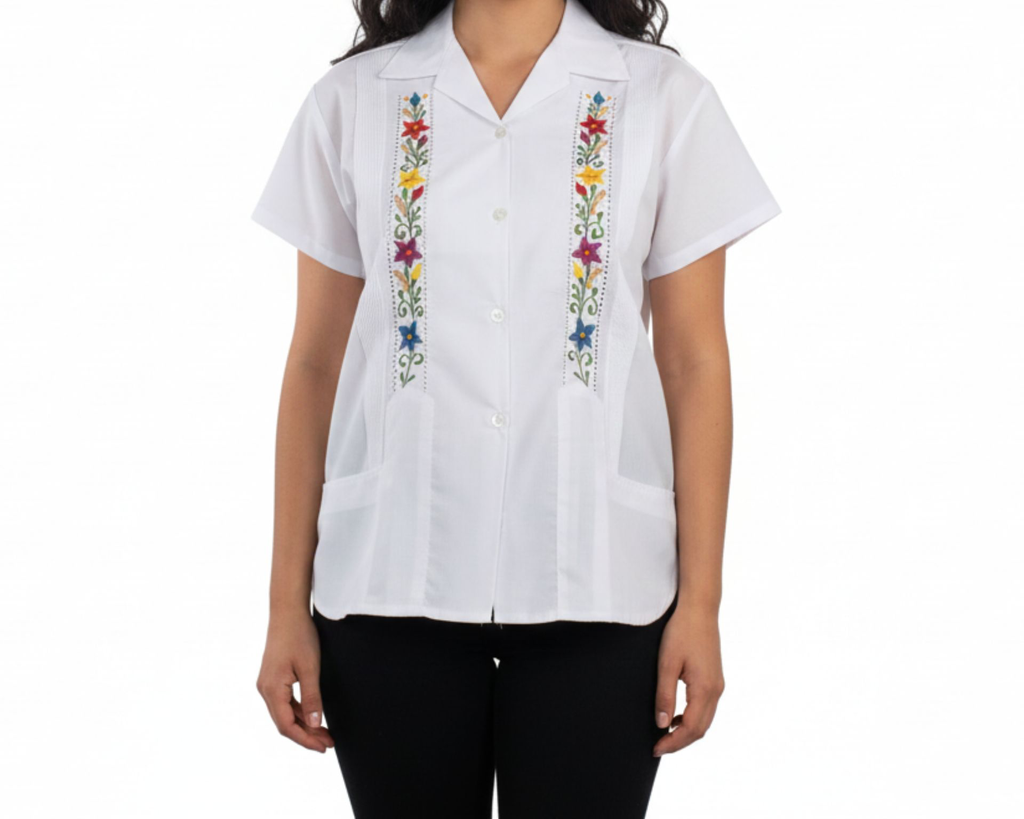 Blusa blanca bordado de flores - Modelo 18 