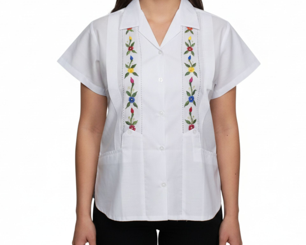 Blusa blanca bordado de flores - Modelo 20