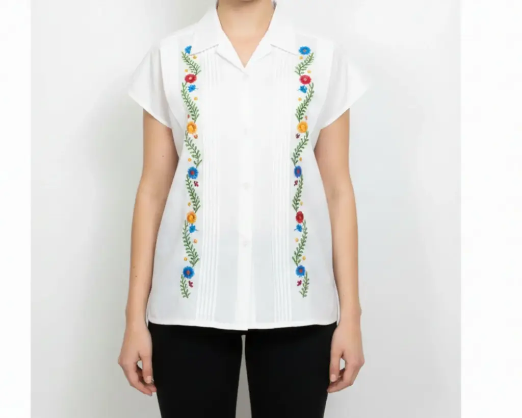 [BLS-ROM-M9-32] Blusa blanca con flores de colores laterales- Modelo 9