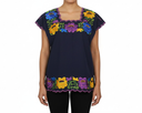 Blusa azul con bordado de flores - Modelo 3