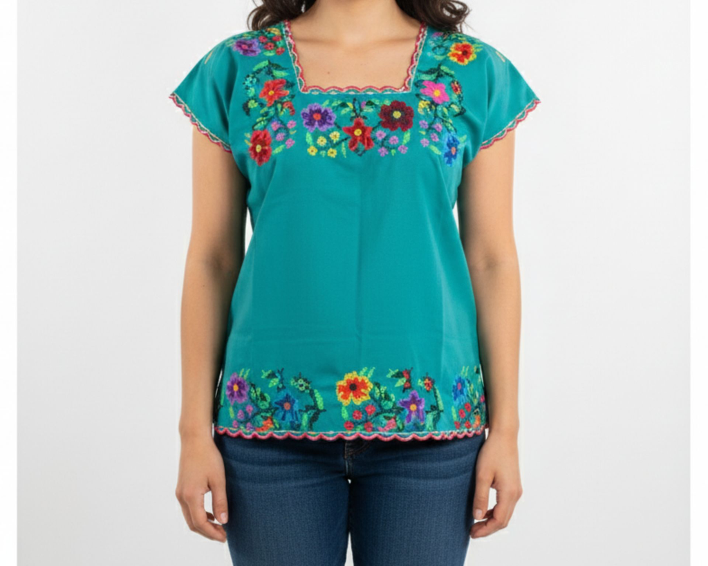 [BLS-TIT-M1-M] Blusa tipo hipil Yucateco en punto de cruz - Modelo 2