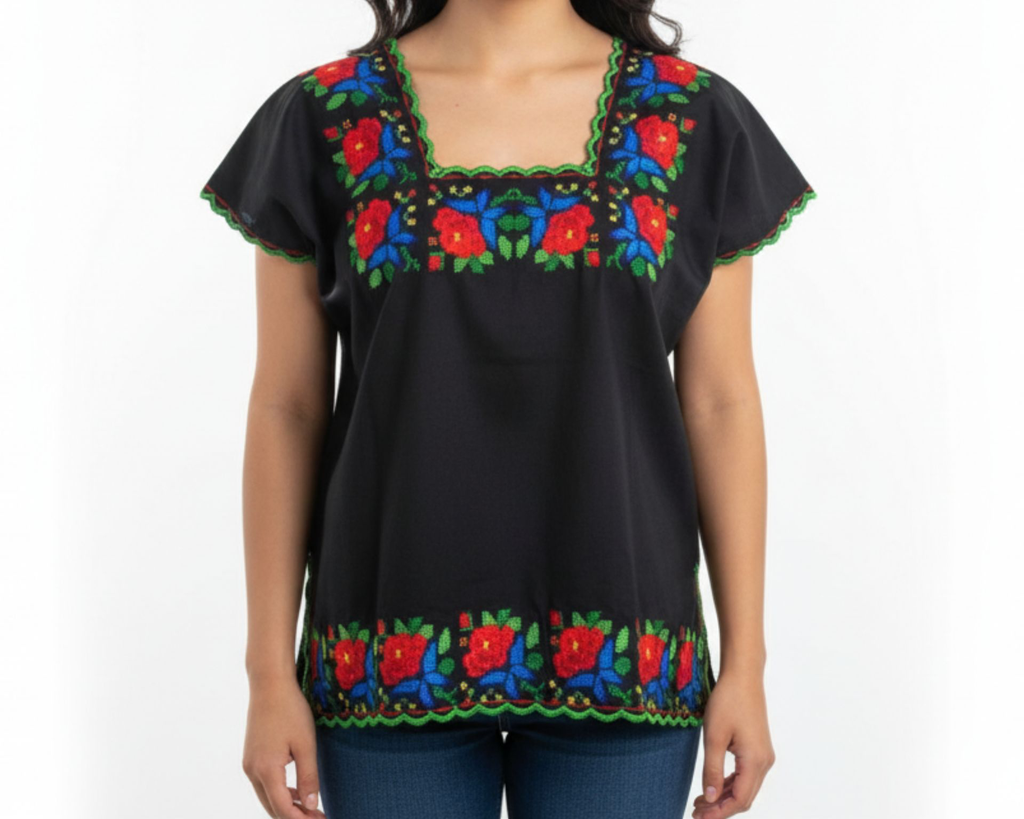 Blusa tipo hipil Yucateco en punto de cruz - Modelo 3