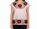 Blusa rosa con bordado grueso a mano