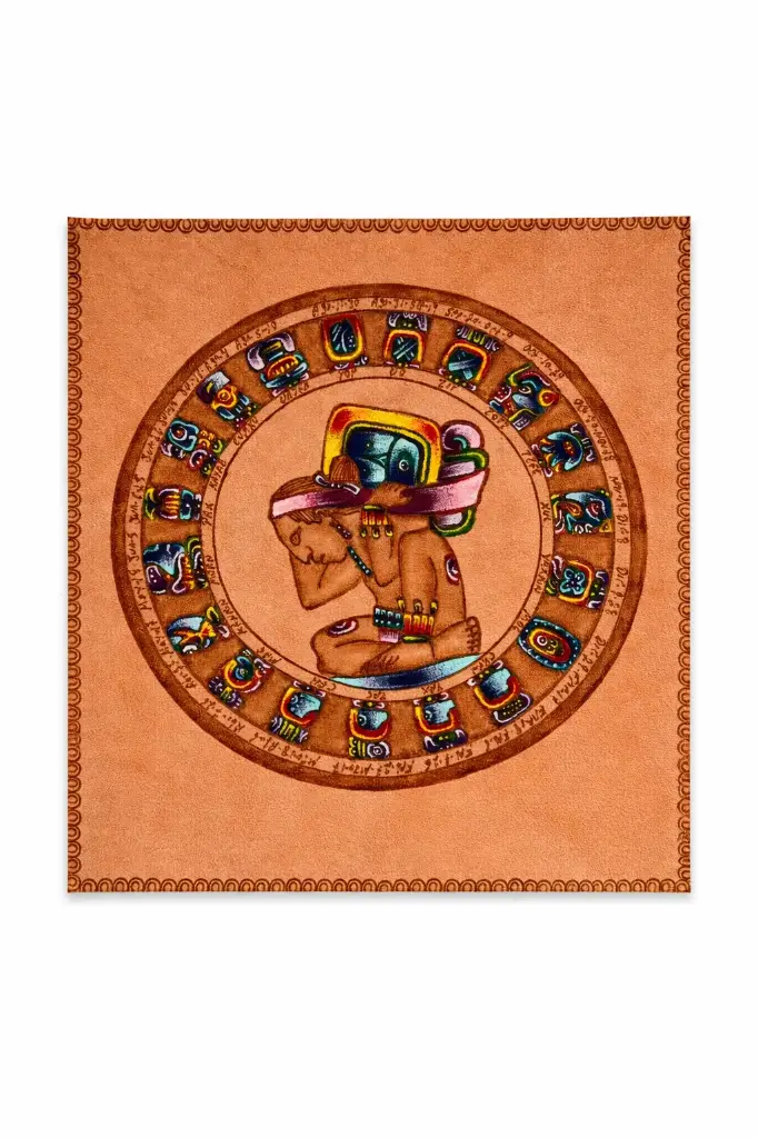 Pintura maya en piel con pirograbado - Modelo 2