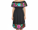Vestido negro con flores moradas - Modelo 13