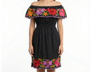Vestido negro con flores amarillas, rojos y rosas - Modelo 15