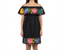 Vestido negro con flores multicolor - Modelo 18
