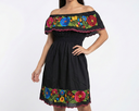 Vestido negro con flores rojos, azules y rosas - Modelo 24