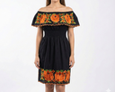 Vestido negro con flores naranjas - Modelo 28