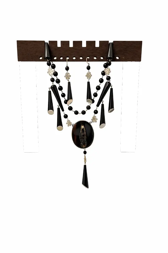 JGO COLLAR/ARETES CUERNO Y PLATA