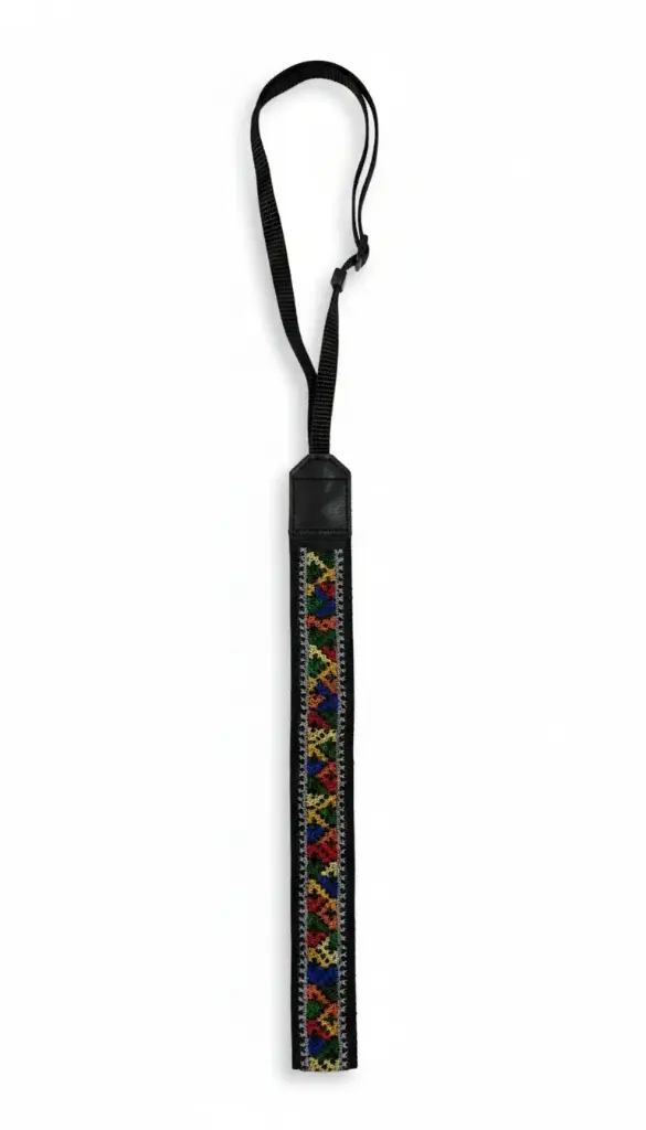 [ART-ZABY-M7] CORREA CON PUNTO DE CRUZ COLOR NEGRO BORDADO COLORES VARIOS