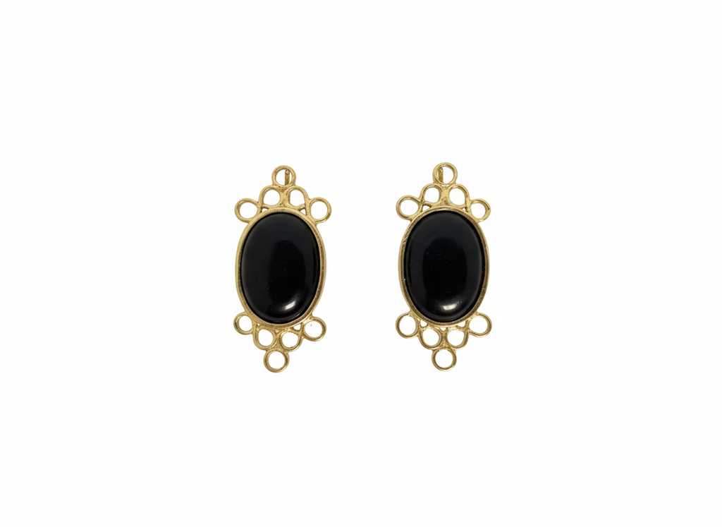 PZA DE MANCUERNILLAS PENACHO NEGRO Y BORDE DORADOS - MODELO 1 
