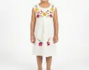 Vestido infantil color beige rosas y naranjas
