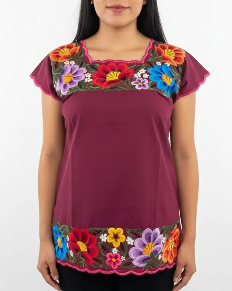 Blusa vino bordado capullo colores
