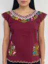 Blusa vino bordado flor y manzanilla colores