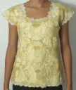 Blusa beige con bordado completo dorado y amarillo