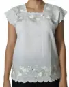 Blusa bordada blanca con brillo en flores 