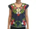 Blusa azul bordados de flores 