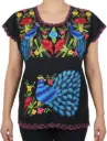 Blusa bordada modelo de pavo real negra