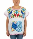 Blusa bordada modelo de pavo real blanca