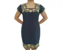Vestido azul marino con bordado dorado