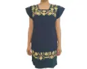 Vestido azul marino con bordado dorado