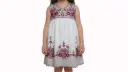 Vestido infantil blanco con flores rojas y bordes rojos 