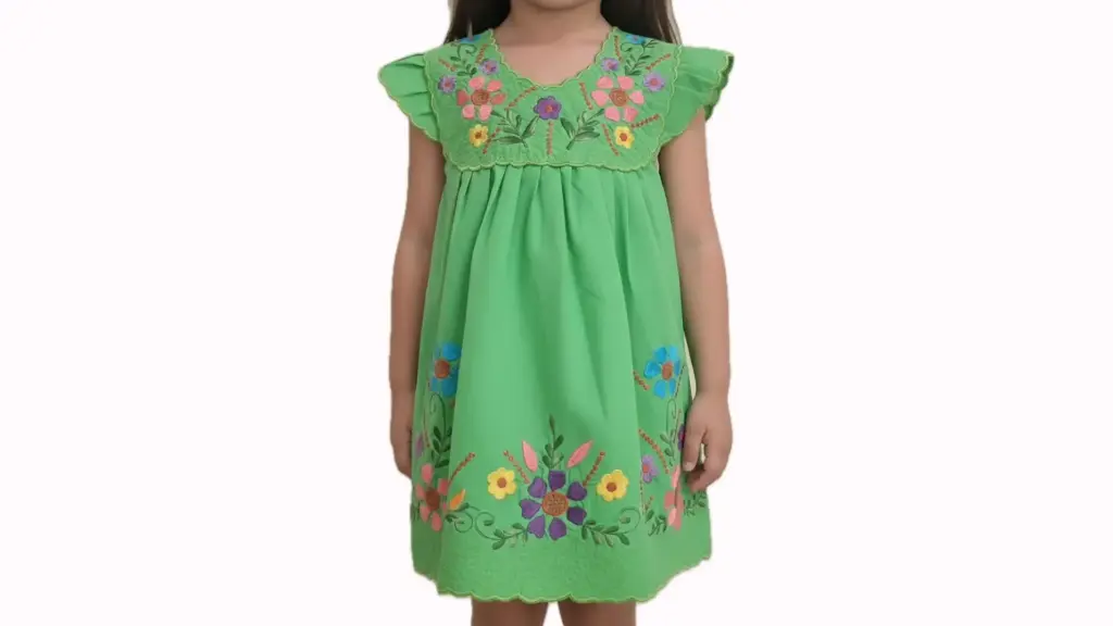 Vestido infantil verde con flores multicolor