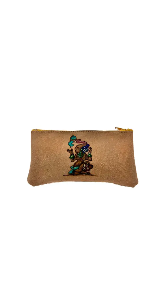 CARTERA DE PIEL CON PIRO GRABADO Y PINTURA