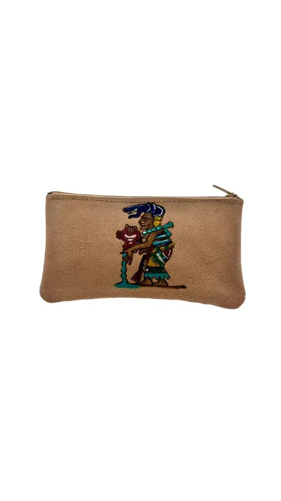 CARTERA DE PIEL CON PIRO GRABADO Y PINTURA