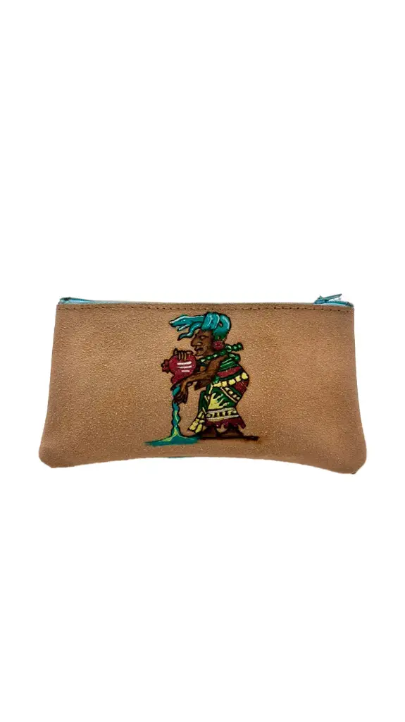 CARTERA DE PIEL CON PIRO GRABADO Y PINTURA