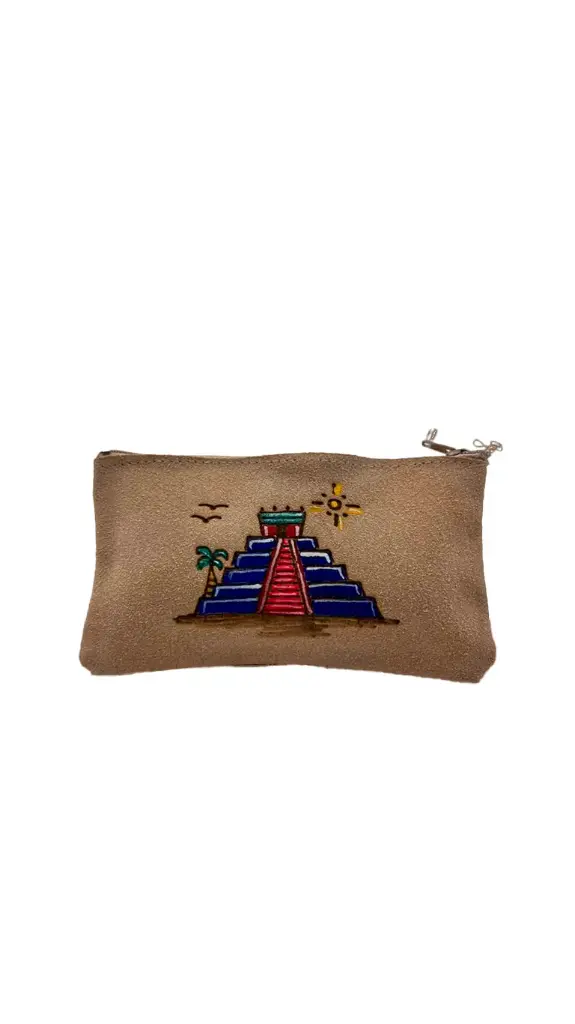 CARTERA DE PIEL CON PIRO GRABADO Y PINTURA