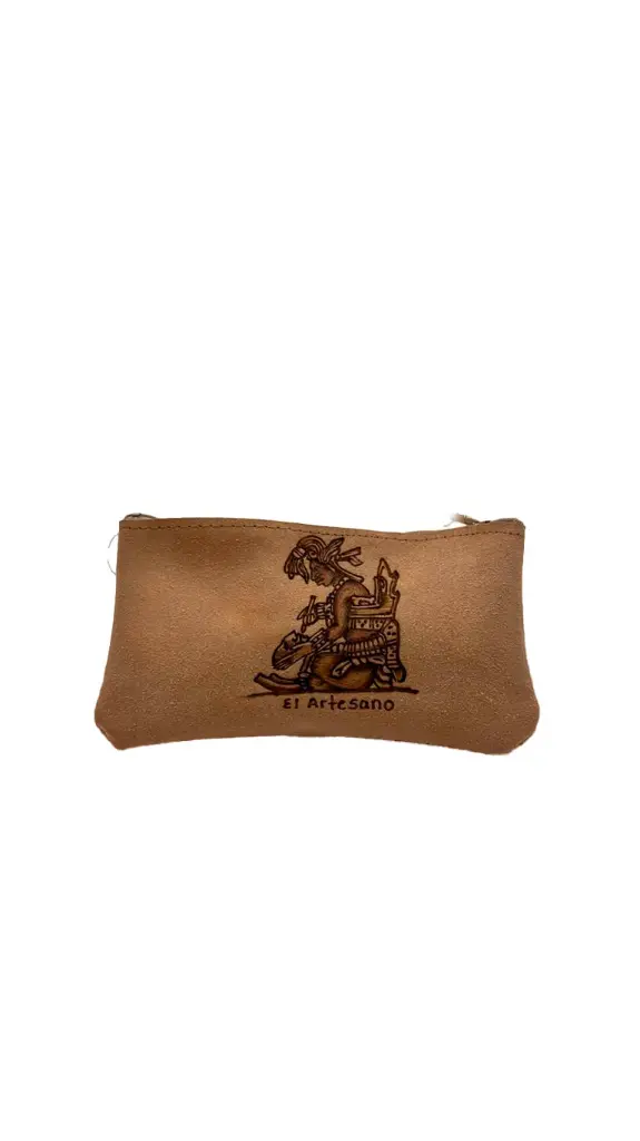 CARTERA DE PIEL CON PIRO GRABADO Y PINTURA