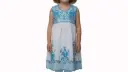 Vestido infantil blanco con bordados azules 