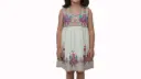 Vestido infantil blanco con flores rojos y bordes rojos 