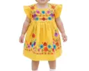 Vestido infantil amarillo con flores multicolor