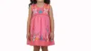 Vestido rosa con flores multicolor 