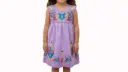 Vestido morado con flores multicolor