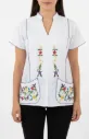 BLUSA BLANCA TIPO GUAYABERA DETALLE MORADO