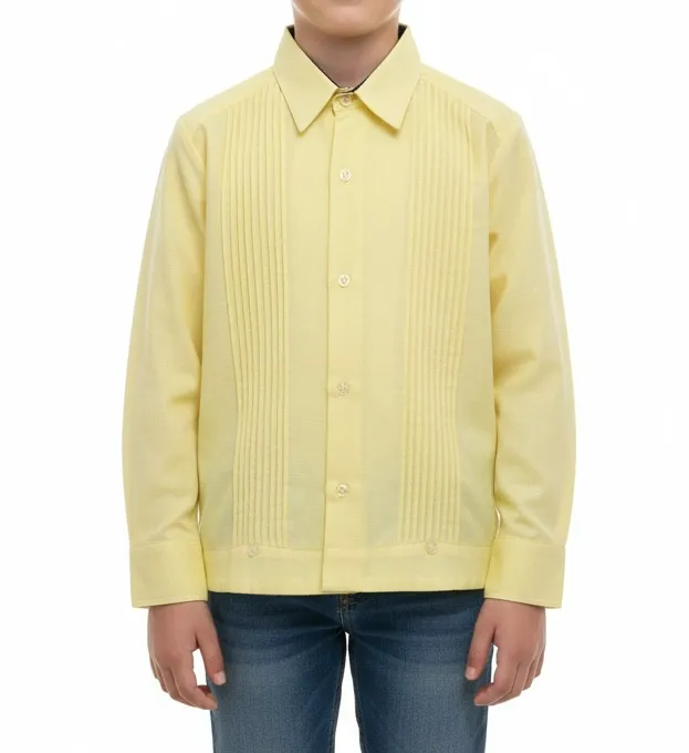Guayabera amarilla de manga larga