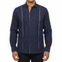 Guayabera azul marino con borados dorado